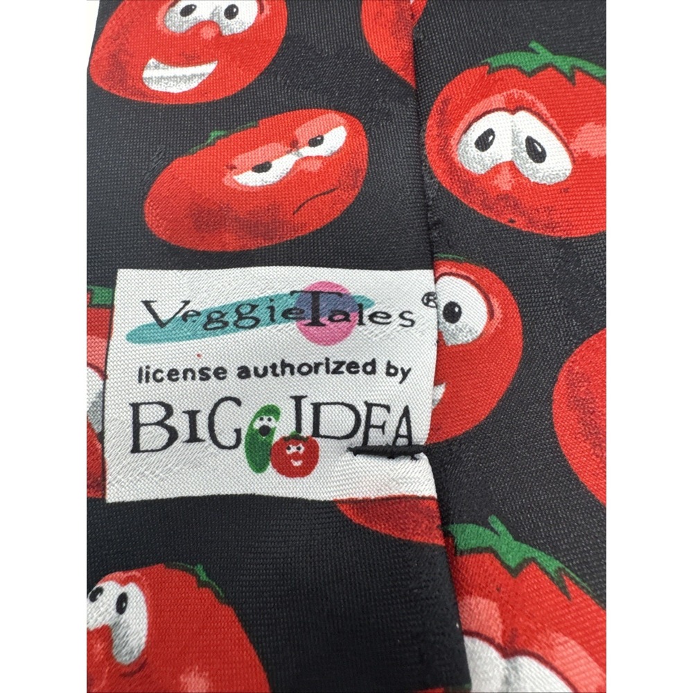 EAGLES WINGS TIE 58" Men's Veggie Tales Black & Red Bob the Tomato Big Idea 90s - Picture 5 of 8